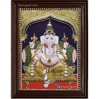 Ganesha Double Emboss Tanjore Painting