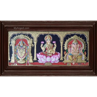 Balaji Lakshmi Saraswathi Double Emboss Tanjore Painting
