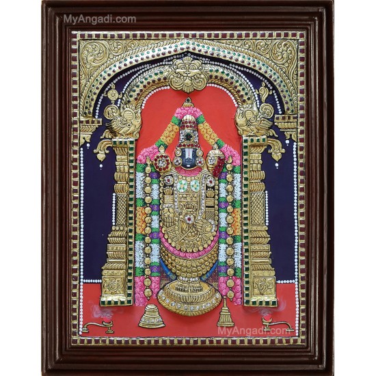 Thirupathi Balaji Double Emboss Tanjore Painting