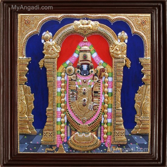 Thirupathi Balaji Double Emboss Tanjore Painting