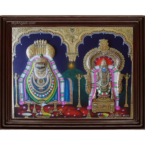 Annamaliyar Unnamulai Amman Double Emboss Tanjore Painting