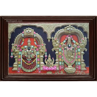 Thirupathi Balaji Padmavathi Amman Lakshmi  3D Tanjore Painting