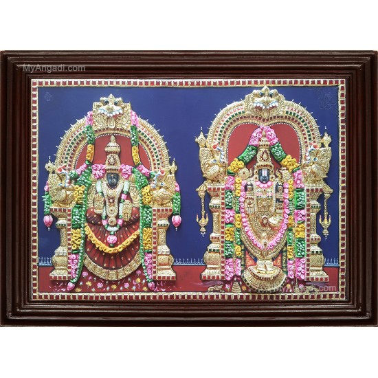 Thirupathi Balaji Padmavathi Amman 3D Tanjore Painting Thirupathi Balaji Padmavathi Amman 3D Tanjore Painting
