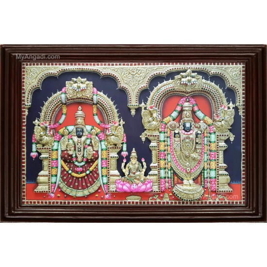 Thirupathi Balaji Padmavathi Amman 3D Tanjore Painting