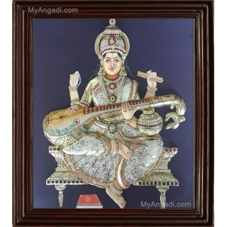 Saraswathi 3D Tanjore Painting