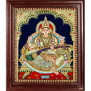 Saraswati Super Emboss Tanjore Painting