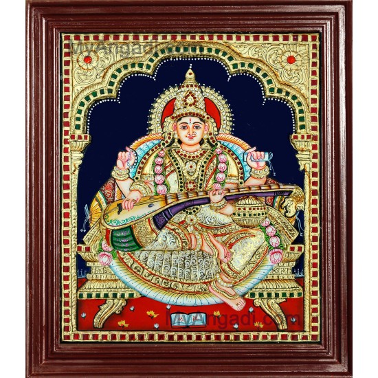 Saraswati Super Emboss Tanjore Painting