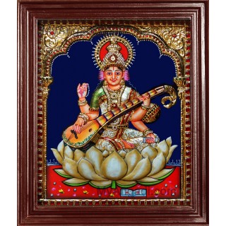 Saraswati Super Emboss Tanjore Painting