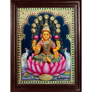 Gaja Lakshmi Super Emboss Tanjore Painting