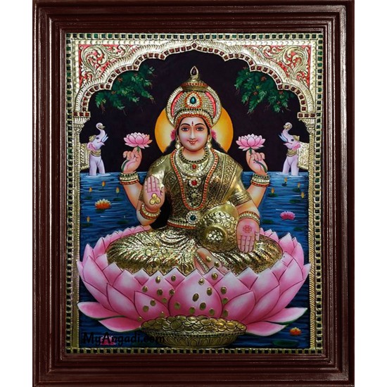 Gaja Lakshmi Super Emboss Tanjore Painting