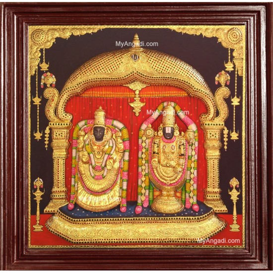 Balaji Padmavati Thayar Super Emboss 3D Tanjore Painting Balaji Padmavati Thayar Super Emboss 3D Tanjore Painting