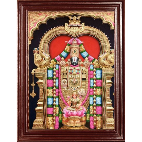 3D Tirupathi Balaji Lakshmi Tanjore Painting