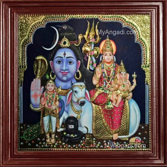 Shiva Family 3D Tanjore Painting Shiva Family 3D Tanjore Painting