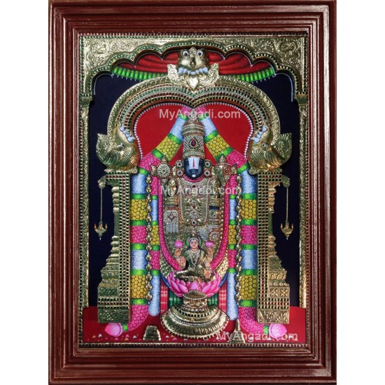 Tirupathi Balaji Lakshmi 3D Tanjore Painting
