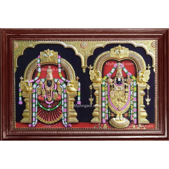 Balaji Padmavati Thaayar Super Emboss 3D Tanjore Painting