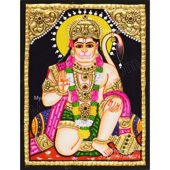 Lord Hanuman Small Size Tanjore Painting