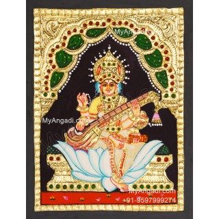 Saraswati Krishna Tanjore Painting