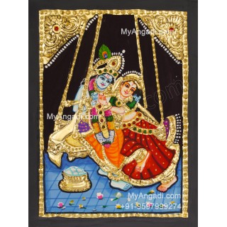 Jhula Radha Krishna Tanjore Painting