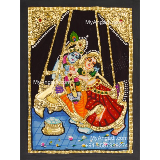 Jhula Radha Krishna Tanjore Painting