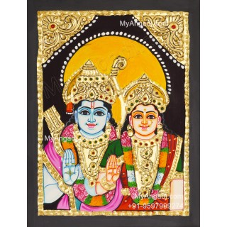 Ram Sita Small Size Tanjore Painting