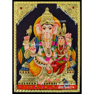 Ganesha Lakshmi Small Tanjore Painting