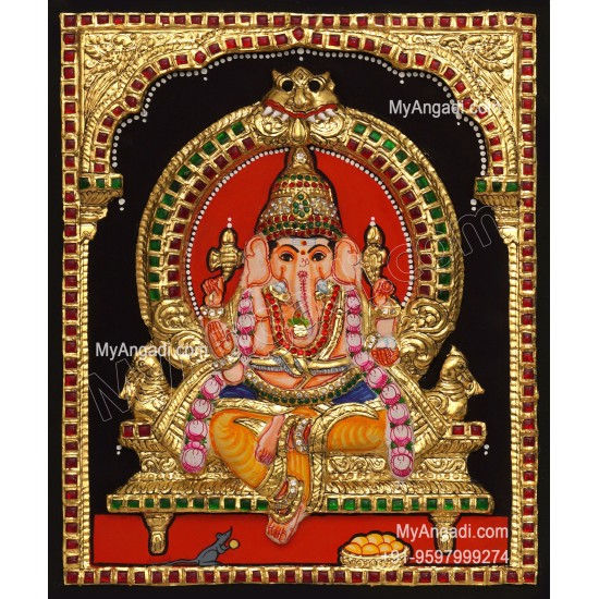 Ganesha 3d Embossed Tanjore Painting