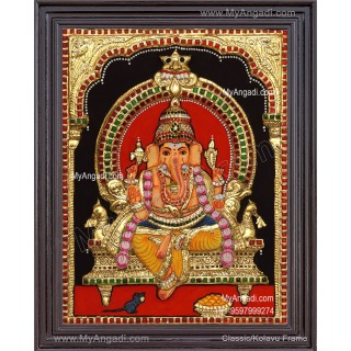Ganesha 3d Embossed Tanjore Painting
