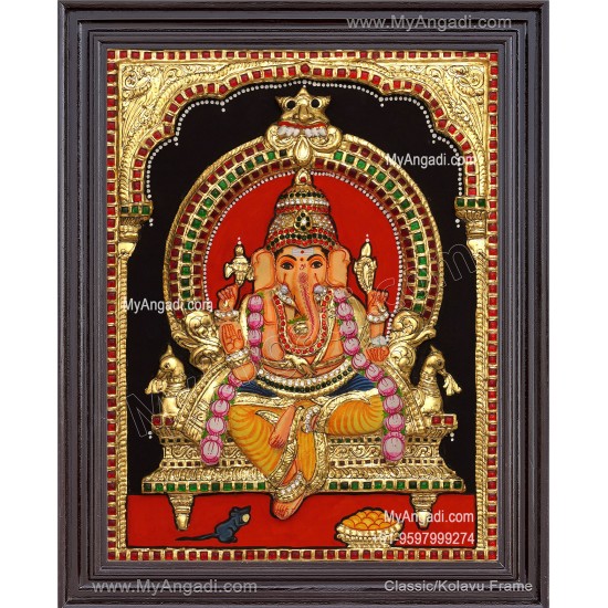 Ganesha 3d Embossed Tanjore Painting