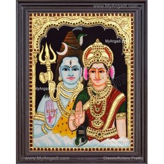 Shiva and Parvathi Devi Tanjore Paintings