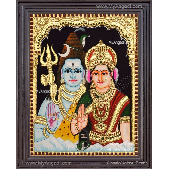 Shiva and Parvathi Devi Tanjore Paintings