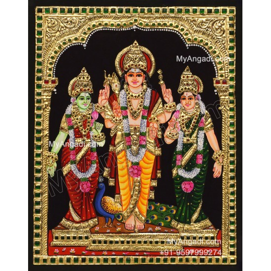 Murugan Valli Deivanai Tanjore Painting