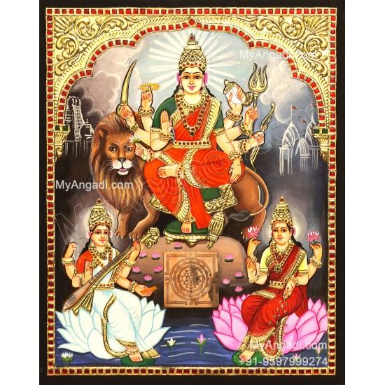 Durga Lakshmi Saraswathi Tanjore Painting