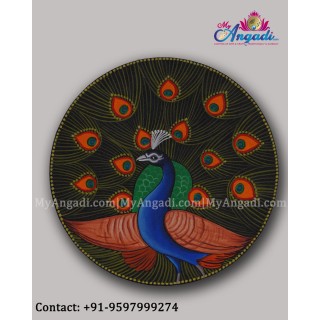 Round Peacock Canvas Painting 