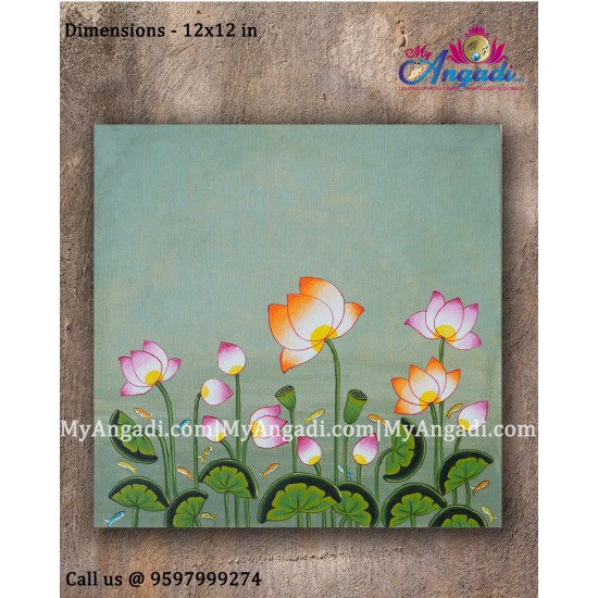 Pichwai Lotus Canvas Painting 