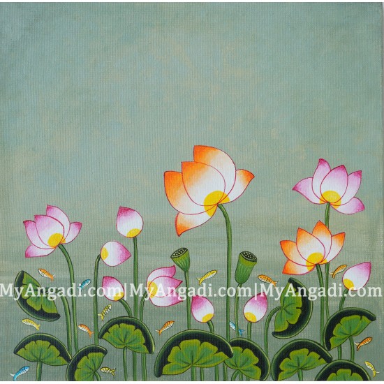 Pichwai Lotus Canvas Painting 