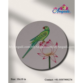 Pichwai Lotus Parrot Canvas Painting 