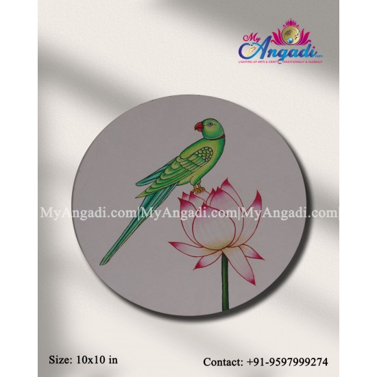 Pichwai Lotus Parrot Canvas Painting 