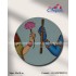 Radha Krishna Holding Flute Lotus Round Canvas Painting