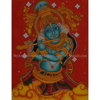 Flute Krishna mural Painting
