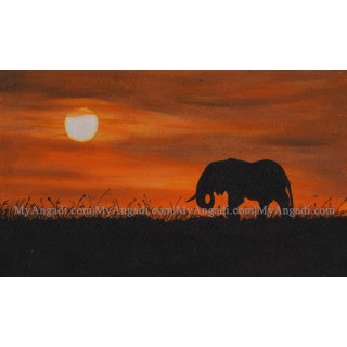 Elephant Natural scenery Canvas Painting 