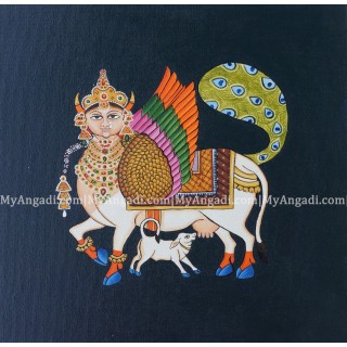 Pichwai Cow With Lotus Canvas Painting 