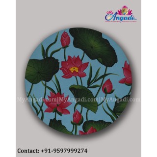 Round Lotus Canvas Painting 