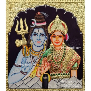 Shivan Parvathi devi Tanjore Painting