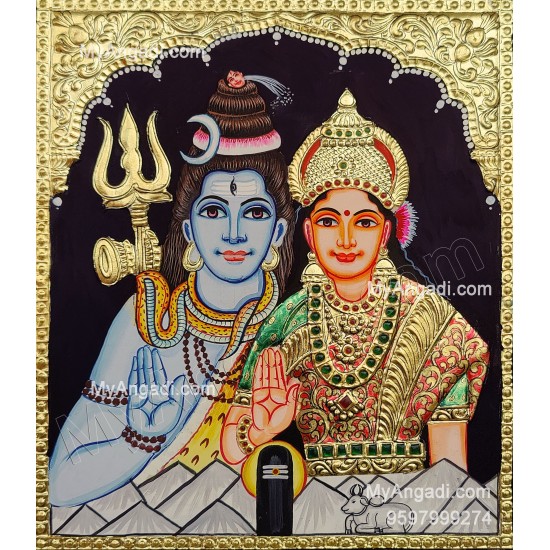 Shivan Parvathi devi Tanjore Painting