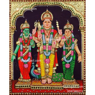 Murugan Valli Deivanai 3D Tanjore Painting