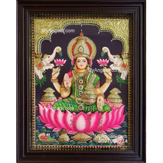 Gaja Lakshmi 3d Embossed Tanjore Painting