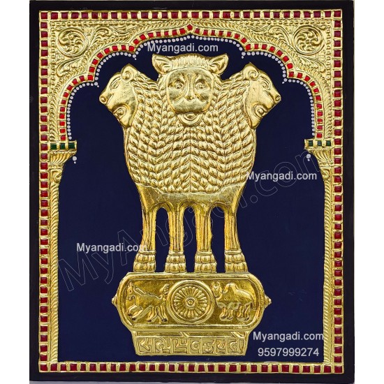 India Asoka Emblem Tanjore Painting India Asoka Emblem Tanjore Painting