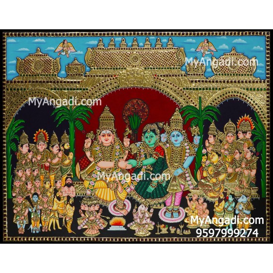 Girija Kalyanam - Shiva Parvati Kalyanam Wedding - Tanjore Painting