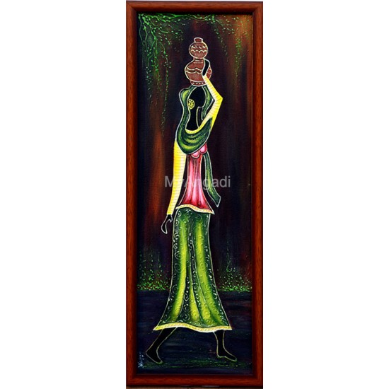 Water Pot Lady Acrylic Mural Painting Water Pot Lady Acrylic Mural Painting
