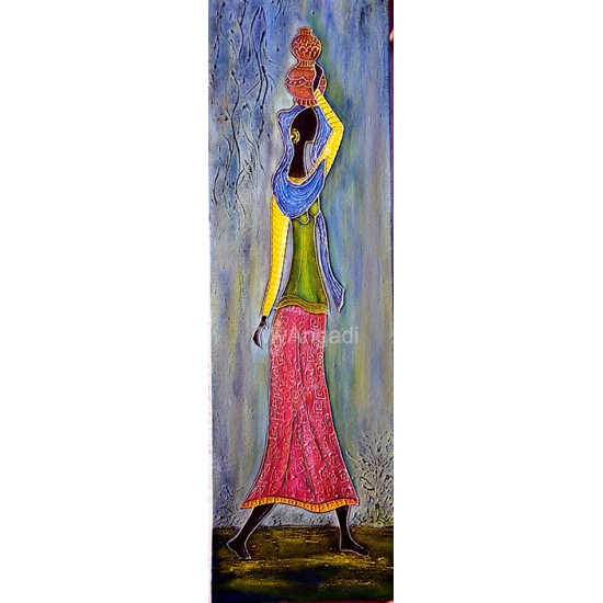 Water Pot Lady Acrylic Mural Painting